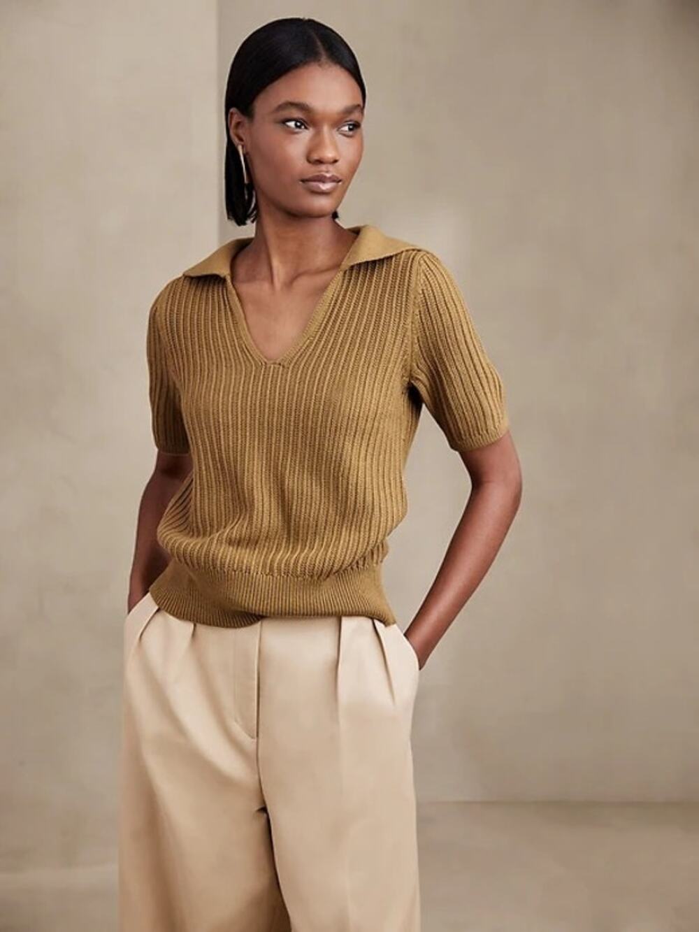 Banana Republic Kina Organic Cotton Sailor Sweater Whiskey Brown